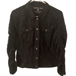 Sandwich_ 100% Linen Button Down Jacket Black Small